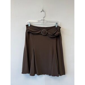 Old College Inn Skirt Womens Medium Brown Flare Stretch Ring Buckle Short Jersey